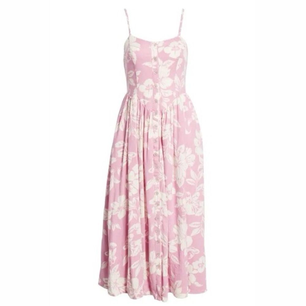 NWT Free People The Perfect Sundress Size XS Pink White Floral Linen Maxi Dress - Picture 10 of 10
